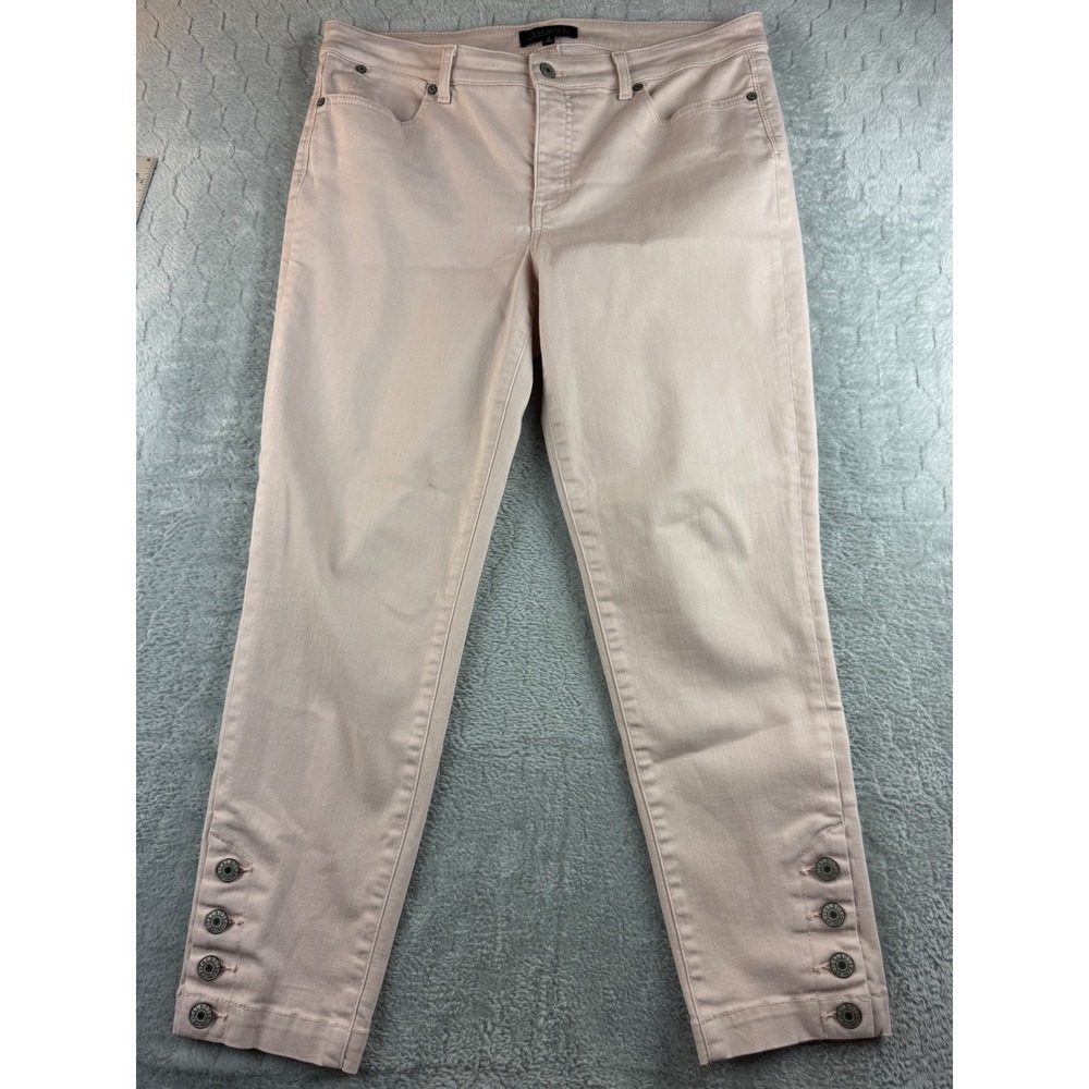 Talbots‎ Flawless Five Pocket Women's Cropped Button Cuff Pants Size 12 Pink